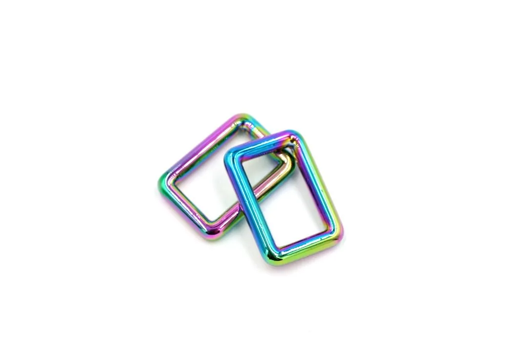 Rainbow 1 inch (25mm) Rectangle Ring- Set of 2