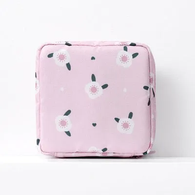 Realaiot Girls Sanitary Napkin Pad Pouch PU Leather Tampon Storage Bag Portable Makeup Lipstick Key Earphone Data Cables Travel Organizer