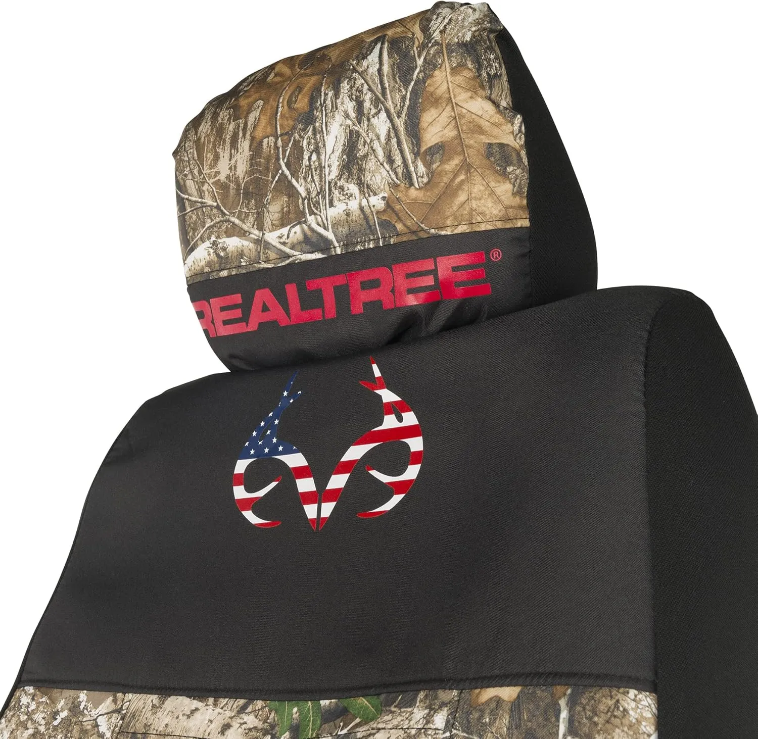 Realtree Universal Front and Bench Seat Covers, Water and Dirt Resistant Camo Seat Covers for Car, Truck, and SUV, American Antler(Realtree Edge), Low Back (Single)