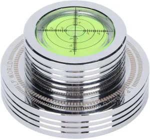 Record Weight Stabilizer, HiFi Turntable Level 50Hz LP Weight Phono Disc Stabilizer, 3 in 1 Strobe Scale 45RPM Record Puck Vinyl Record Clamp with Bubble Level for Phonograph Record Players