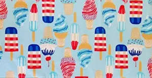 Red, White and Blue Summer Patriotic Popsicles and Ice Cream Cones, Flannel Back (52" x 52" Square)