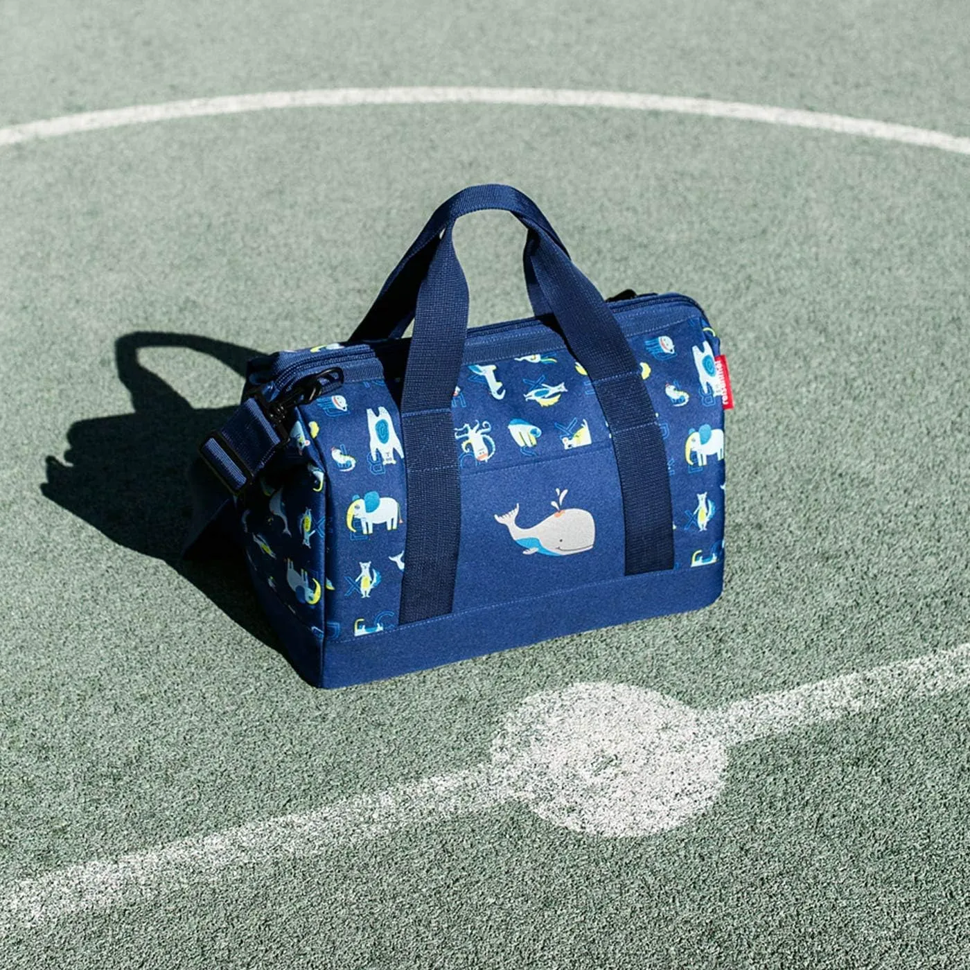 reisenthel Allrounder M Kids Medium Weekender Bag, Versatile 6-Pocket Padded Duffel for Children, ABC Friends Blue