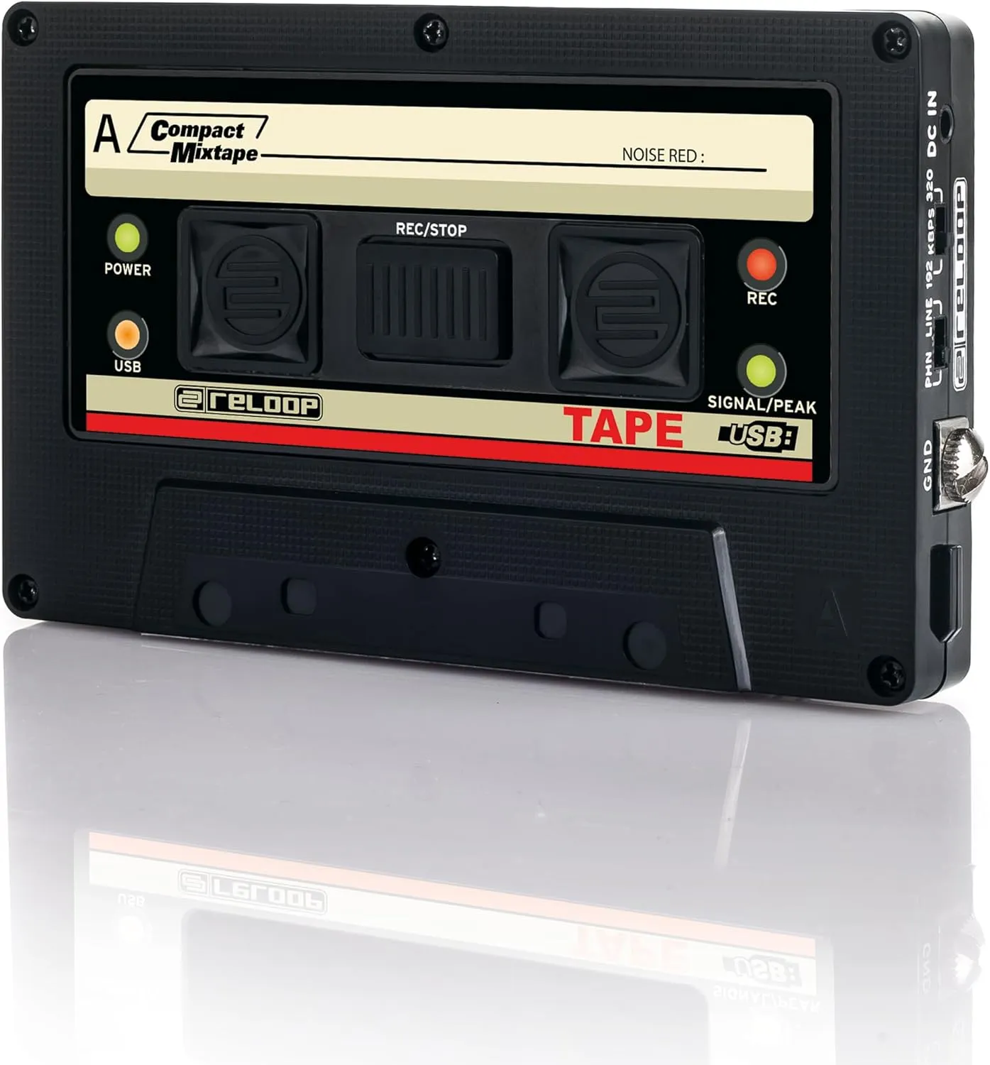 Reloop Tape - USB Tape Recorder with Retro Cassette Look, Black