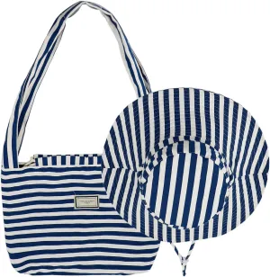 Reversible Bucket Hat Beach Bag Set Printed Wide Brim UV Protection Foldable Sun Hat Handbag Shoulder Bag Set for Travel