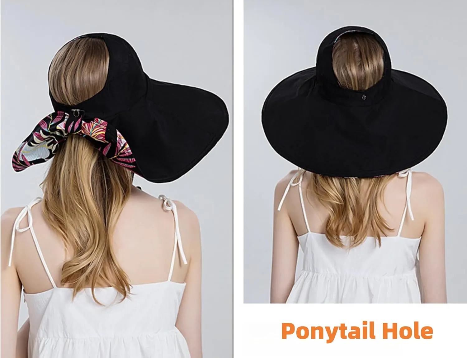 Reversible Floral Wide Brim Sun Hats for Women Packable UV Protection Hat Large Wired Edge Summer Beach Bucket Hat