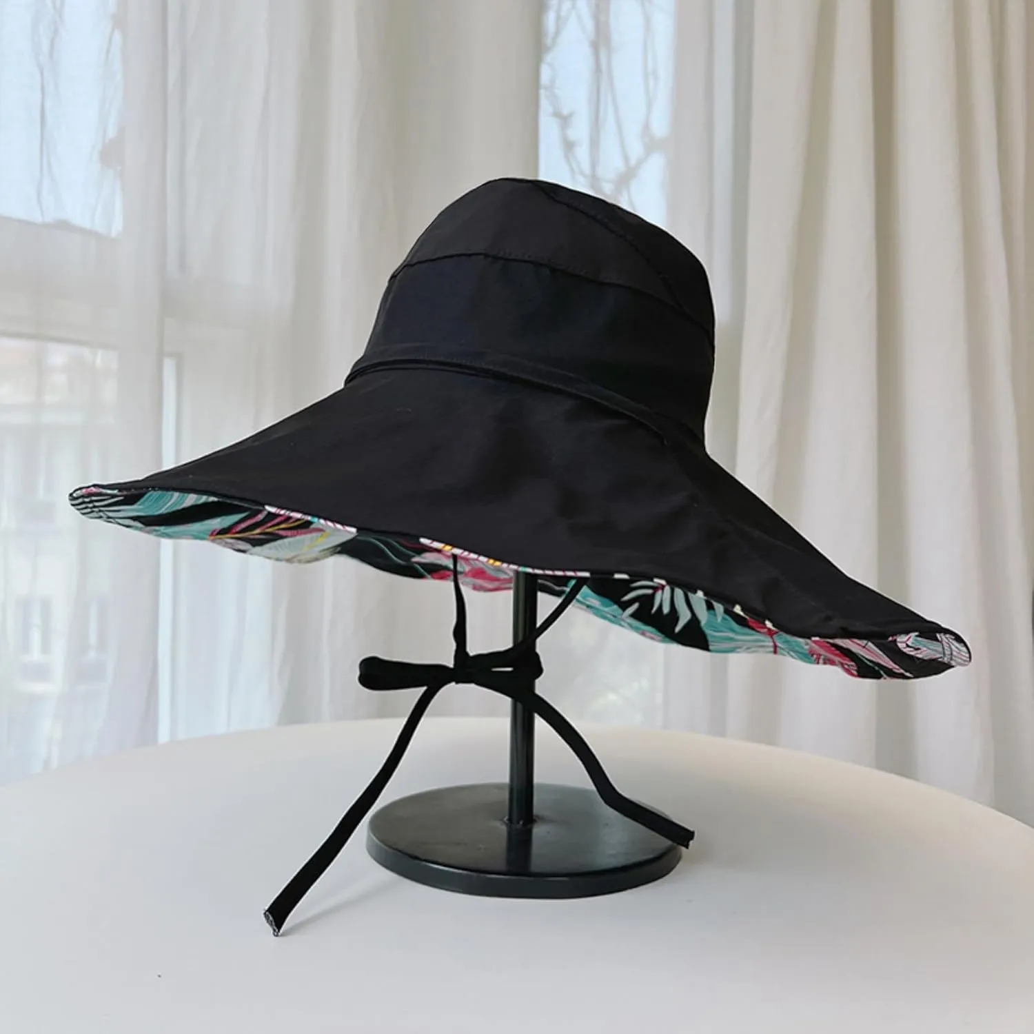 Reversible Floral Wide Brim Sun Hats for Women Packable UV Protection Hat Large Wired Edge Summer Beach Bucket Hat