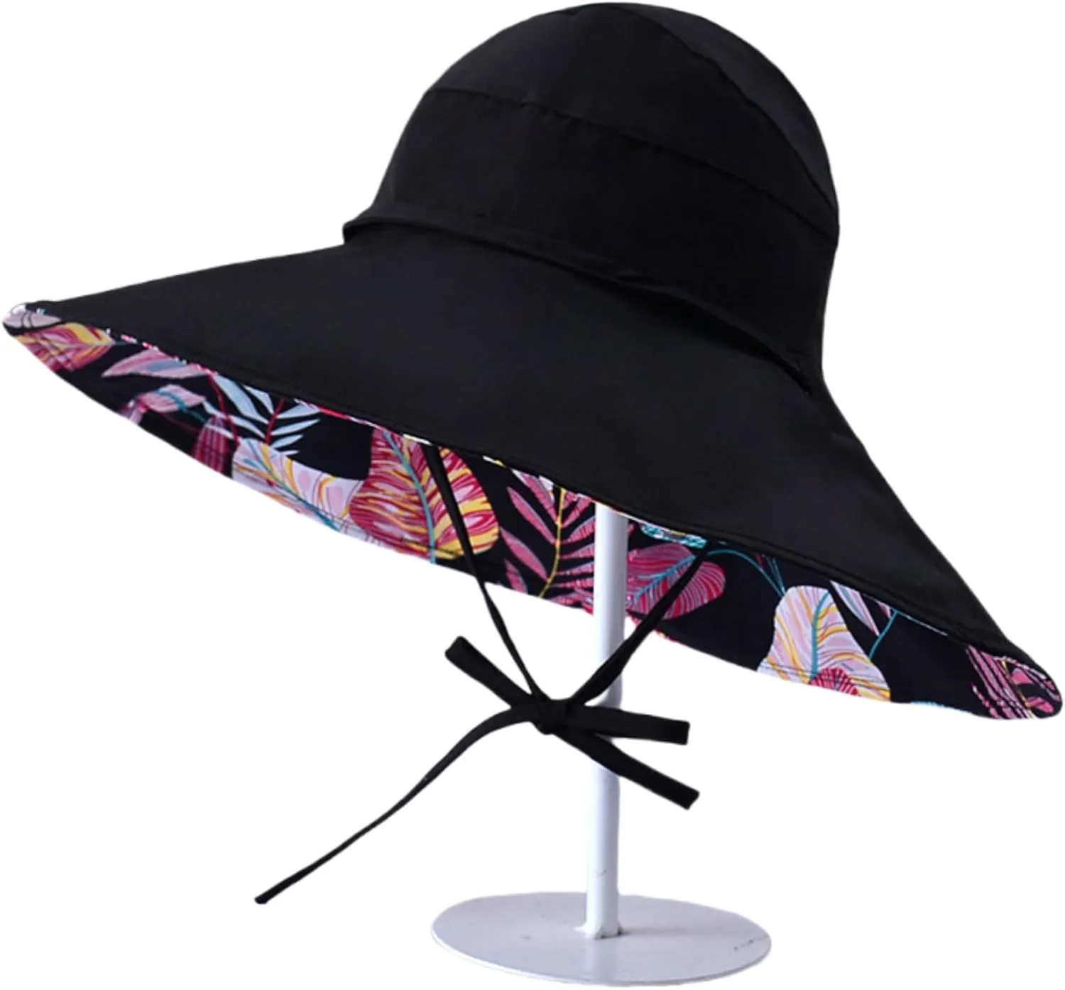 Reversible Floral Wide Brim Sun Hats for Women Packable UV Protection Hat Large Wired Edge Summer Beach Bucket Hat