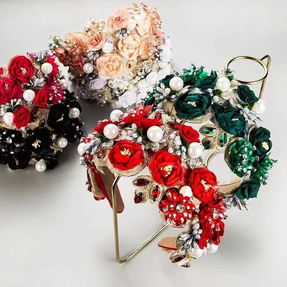 Rhinestone Lady Hair Accessories Headband Fashion Crystal Premium Headband Lady's Bling Chain Diamond Headband Party Party Girl Hairband Artificial Gemstone Color Baroque Style (white)