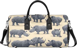 Rhinocero Travel Duffle Bag for Women Men Foldable Waterproof Weekender Bag Carry on Tote for Overnight Sports Gym Rhino Pattern