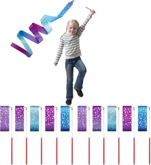 Ribbon Wands Party Favors for Kids, 20 Pack Girl Birthday Party Favors, Dance Streamers, Stars Ribbon Dancer