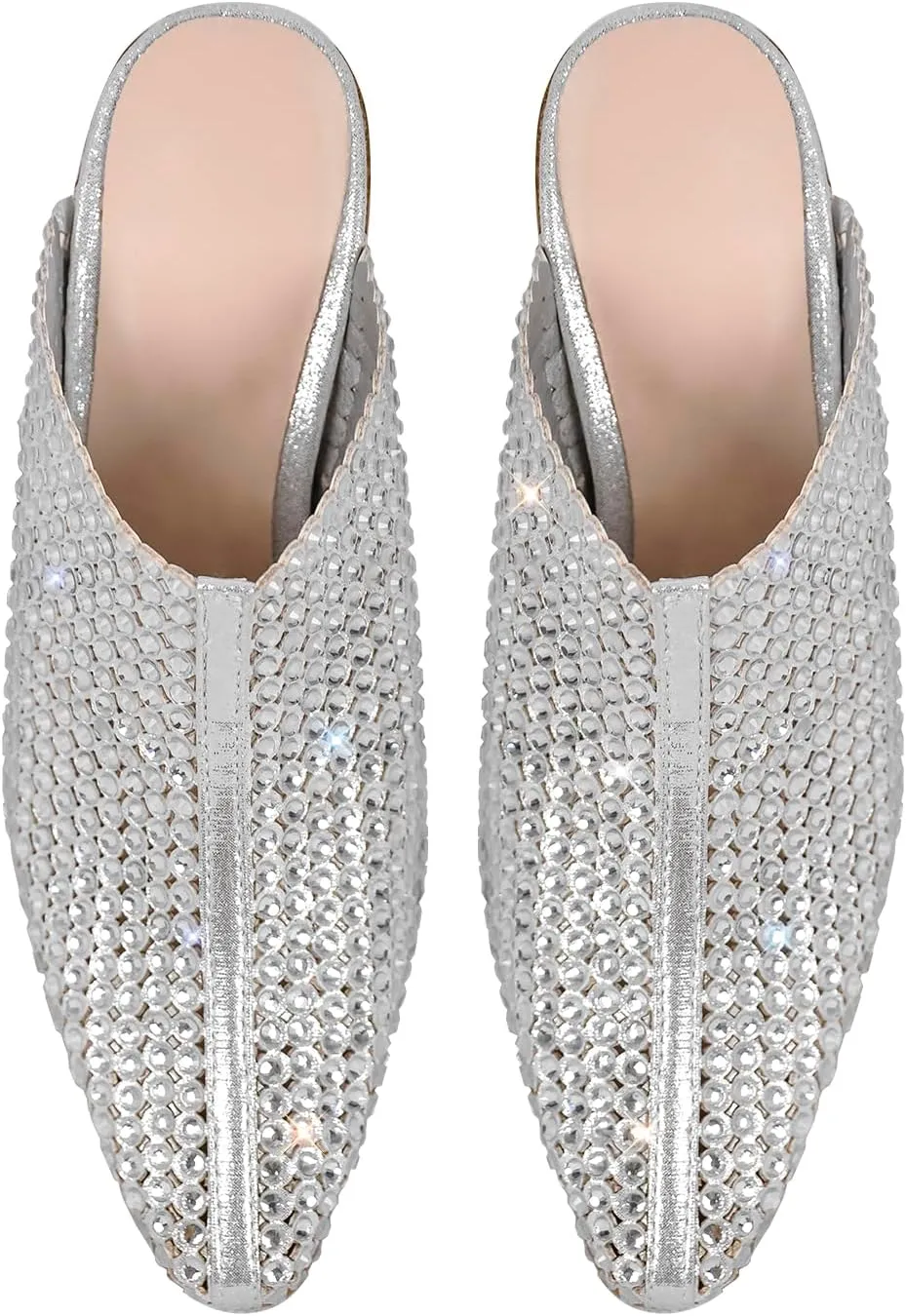 richealnini Women's Embellished Rhinestones Slide Sandals Slip On Slippers Sparkly Wedding Outside Party Dress