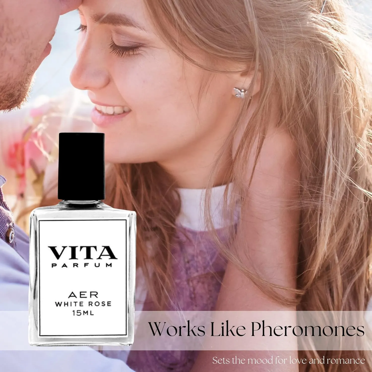 Rose Perfume Oil, Long Lasting, Vibrant White Rose Fragrance blended with Apple, Geranium and Musk Note with Quartz, Vegan and All Natural Perfume for Women, Mother's Day - 15 ml
