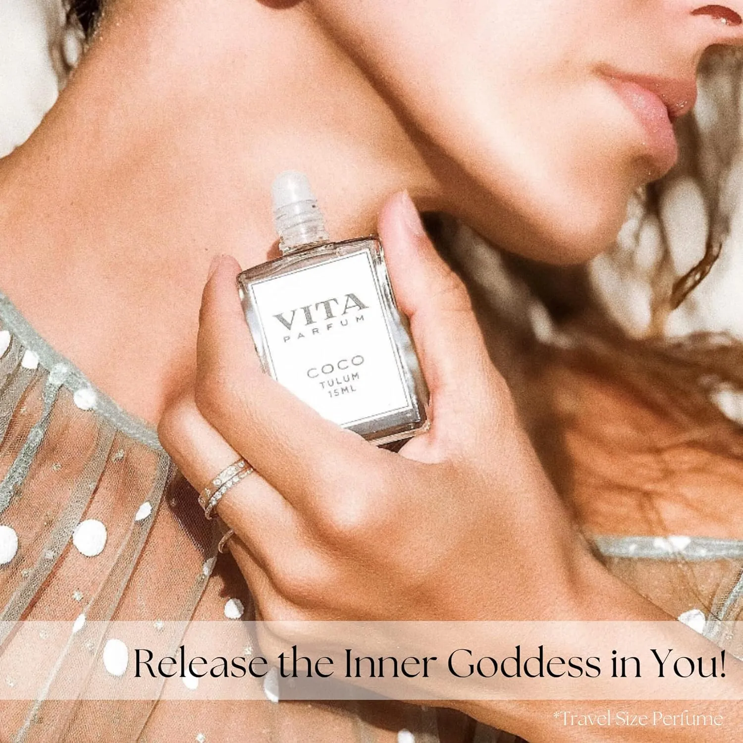 Rose Perfume Oil, Long Lasting, Vibrant White Rose Fragrance blended with Apple, Geranium and Musk Note with Quartz, Vegan and All Natural Perfume for Women, Mother's Day - 15 ml