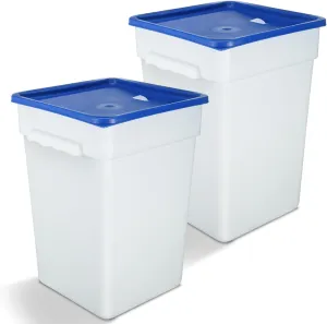 Roshtia 2 Pcs 22 Qt with Lid Commercial Large Food Storage Containers with Lids Airtight Plastic Brining Bucket with Lid Square Polycarbonate Container for Kitchen Sugar Coffee Food Prep, White