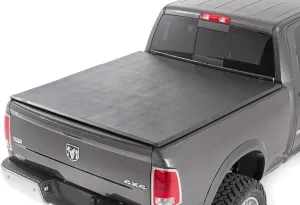 Rough Country Soft Tri-Fold Truck Bed Cover, Truck Tonneau Covers for Dodge Ram 1500 (2009-2018) 2500/3500 (2009-2024) - Fits 5'7 (67.4") Bed, Weather-Resistant Bed Cover