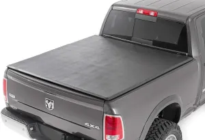 Rough Country Soft Tri-Fold Truck Bed Tonneau Cover for Ram 1500 (2019-2025) - Fits 6'4 (76.3") Bed, Weather-Resistant Bed Cover