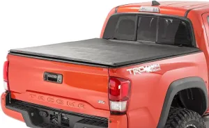 Rough Country Soft Tri-Fold Truck Bed Tonneau Cover for Toyota Tacoma (2016-2024) - Fits 5' (60.5") Bed, Weather-Resistant Tacoma Bed Cover