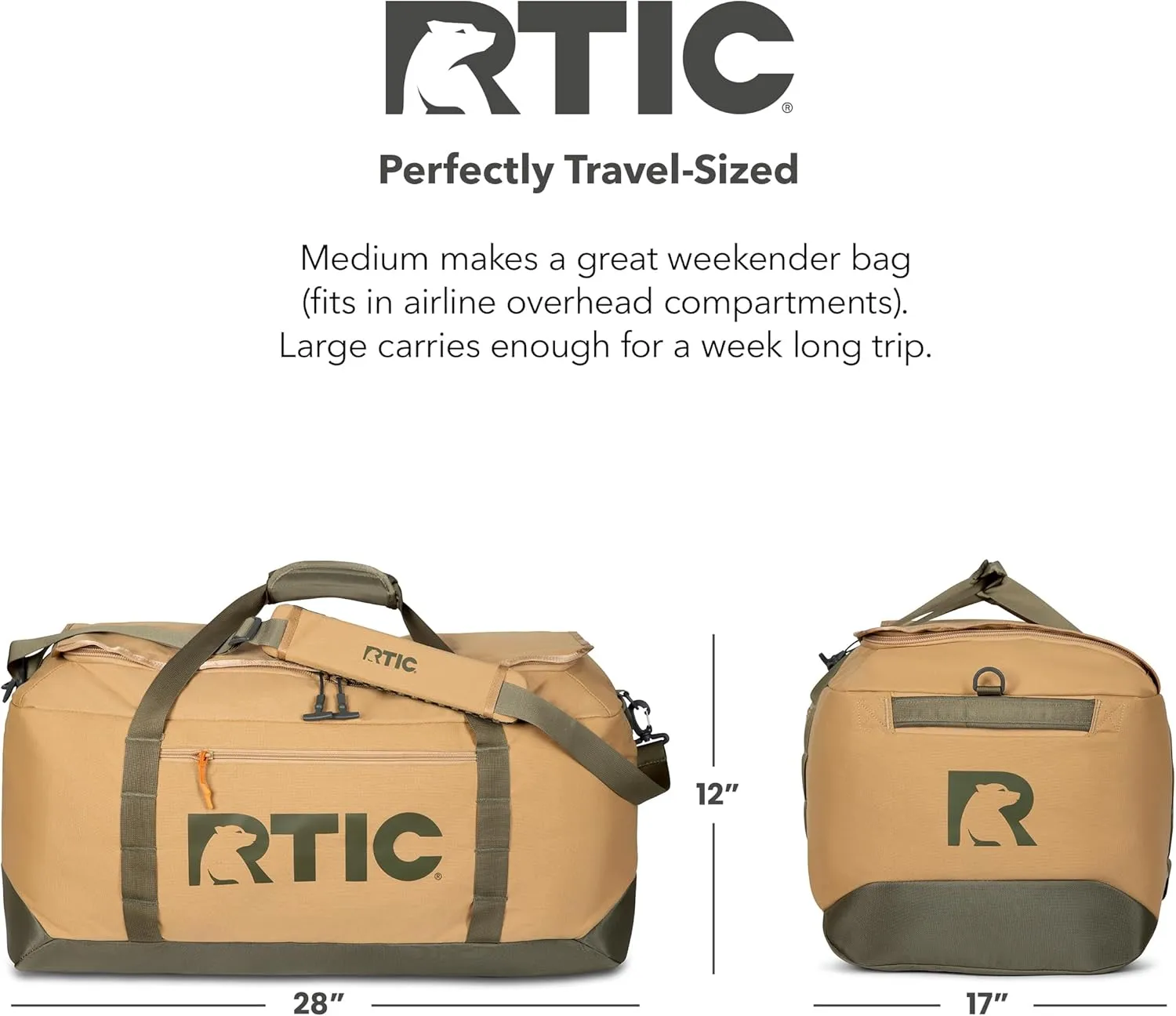 RTIC Road Trip Duffle Bag for Men and Women, Traveling Tote for Camp, Travel, Gym, Weekender, Camping, Overnight, Carry On, Sports, Spacious, Water Resistant, Large, Trailblazer
