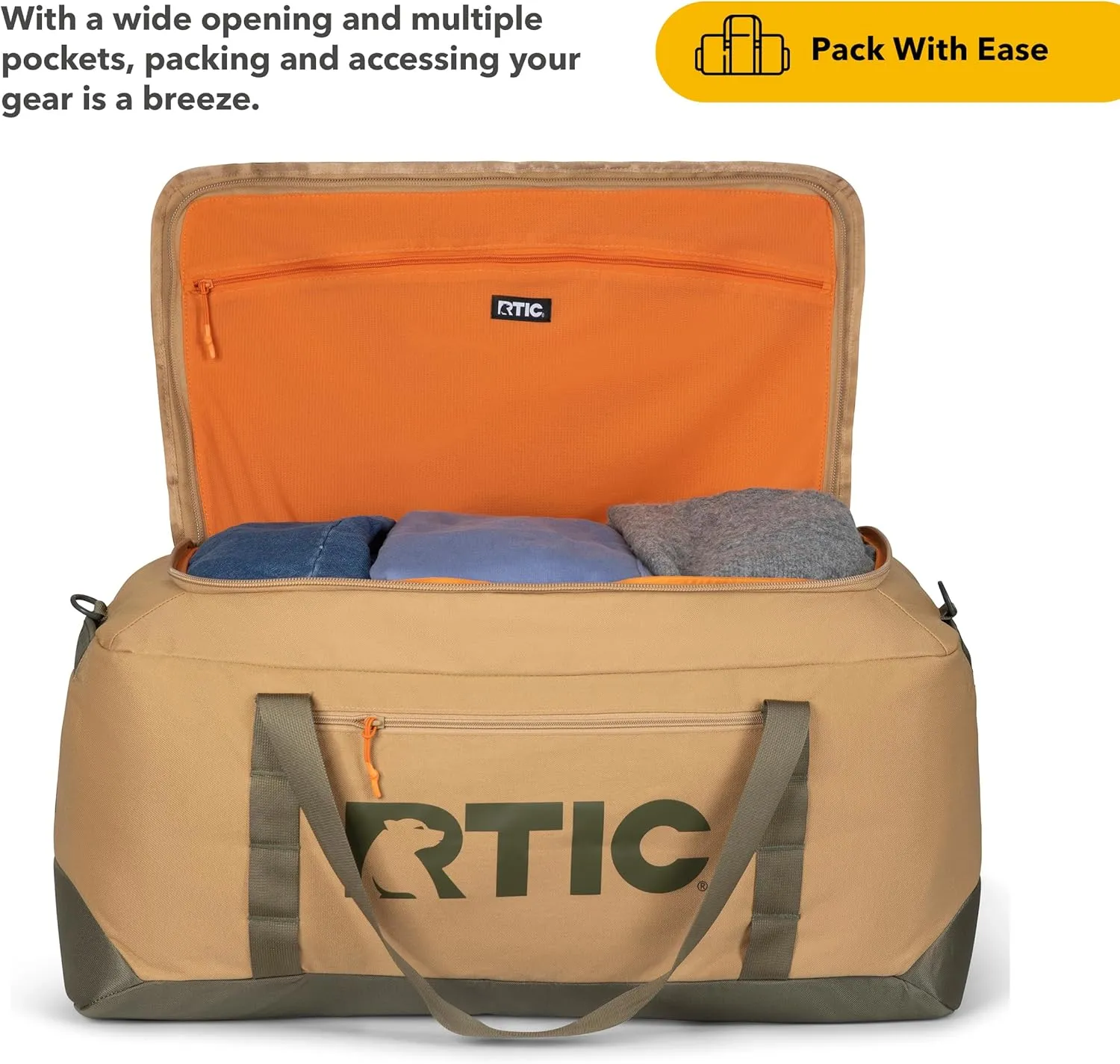 RTIC Road Trip Duffle Bag for Men and Women, Traveling Tote for Camp, Travel, Gym, Weekender, Camping, Overnight, Carry On, Sports, Spacious, Water Resistant, Large, Trailblazer