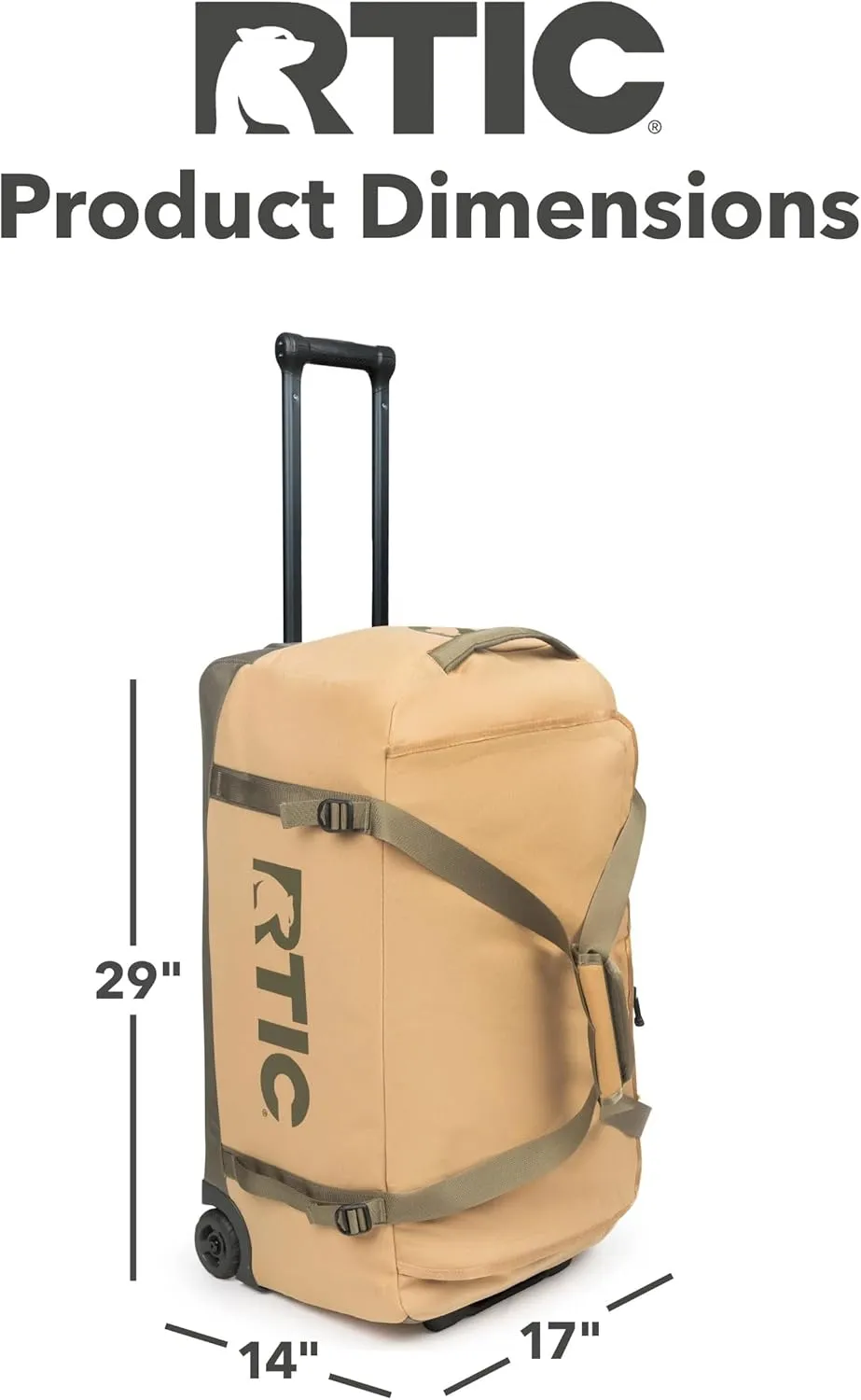 RTIC Road Trip Rolling Duffle Bag with Wheels for Men and Women, Traveling Tote for Camp, Travel, Gym, Weekender, Camping, Overnight Carry On, Sports, Spacious, Water Resistant, Large, Trailblazer