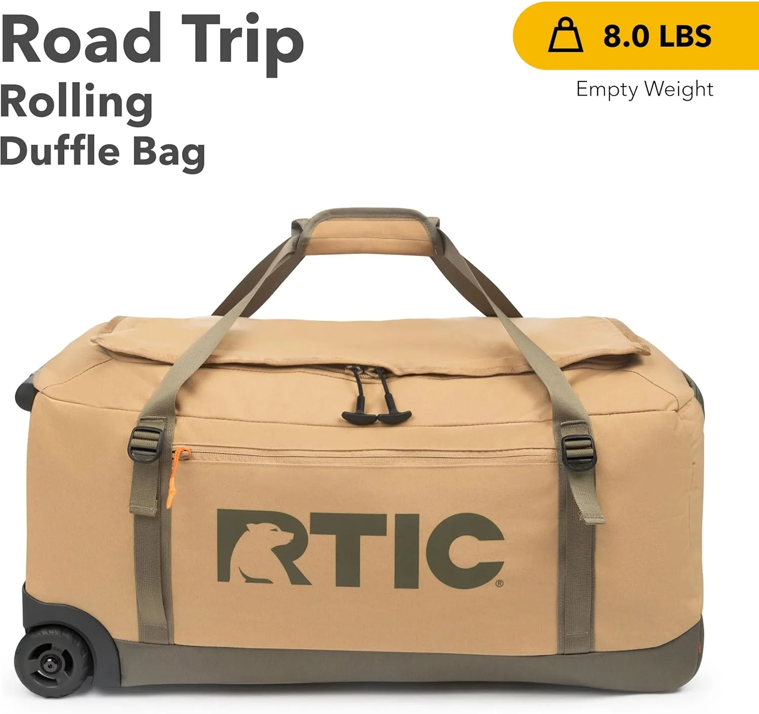 RTIC Road Trip Rolling Duffle Bag with Wheels for Men and Women, Traveling Tote for Camp, Travel, Gym, Weekender, Camping, Overnight Carry On, Sports, Spacious, Water Resistant, Large, Trailblazer