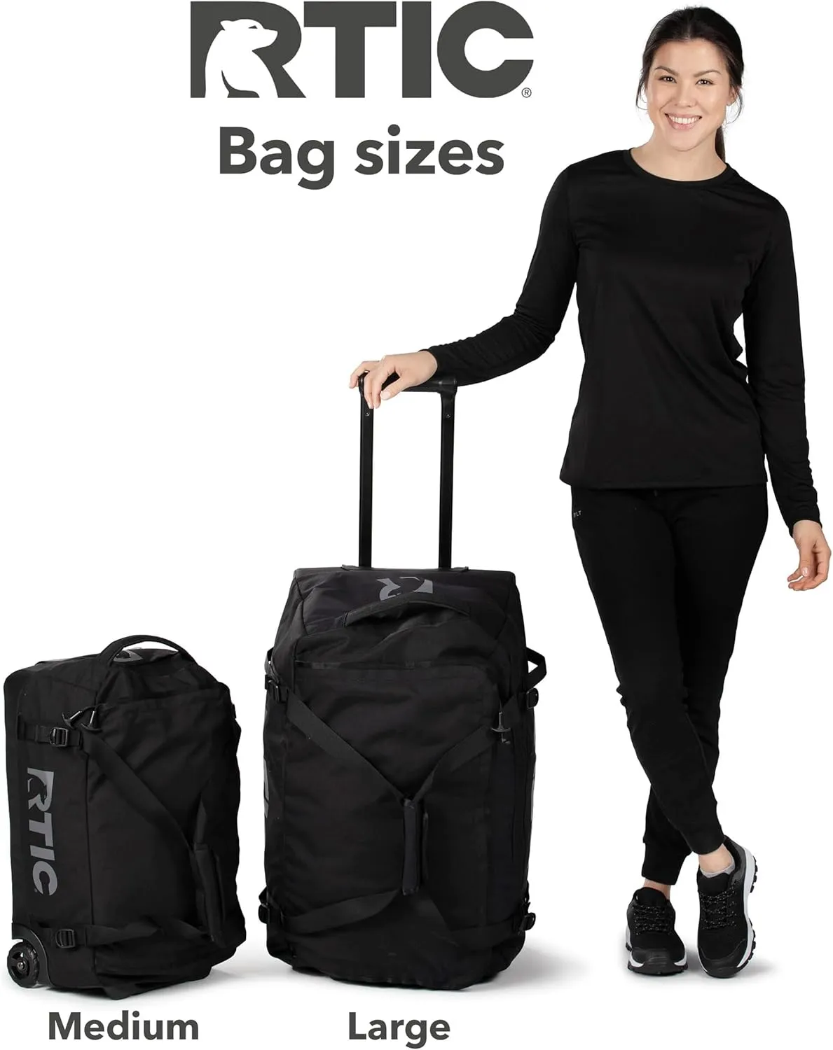 RTIC Road Trip Rolling Duffle Bag with Wheels for Men and Women, Traveling Tote for Camp, Travel, Gym, Weekender, Camping, Overnight Carry On, Sports, Spacious, Water Resistant, Large, Trailblazer