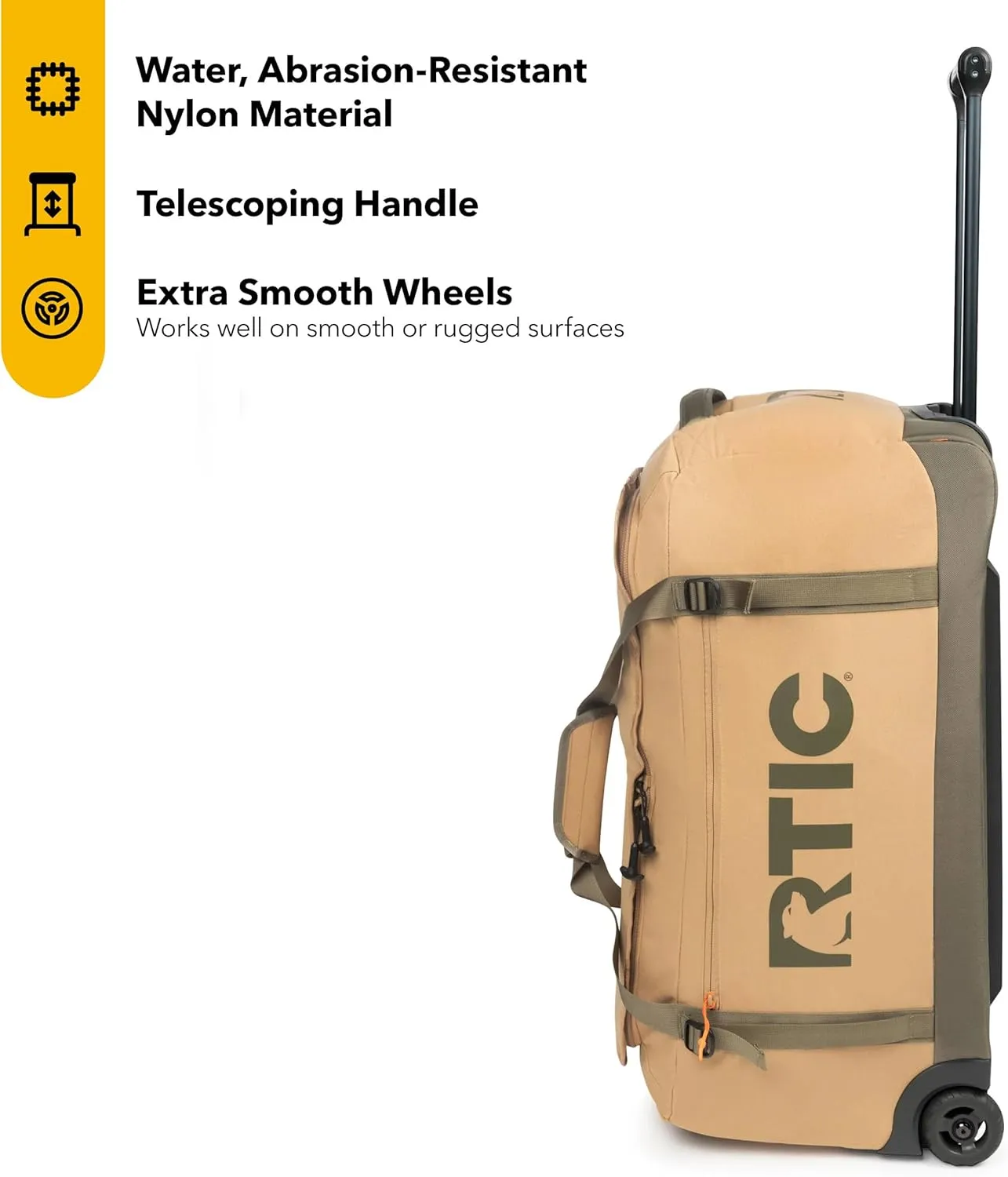 RTIC Road Trip Rolling Duffle Bag with Wheels for Men and Women, Traveling Tote for Camp, Travel, Gym, Weekender, Camping, Overnight Carry On, Sports, Spacious, Water Resistant, Large, Trailblazer