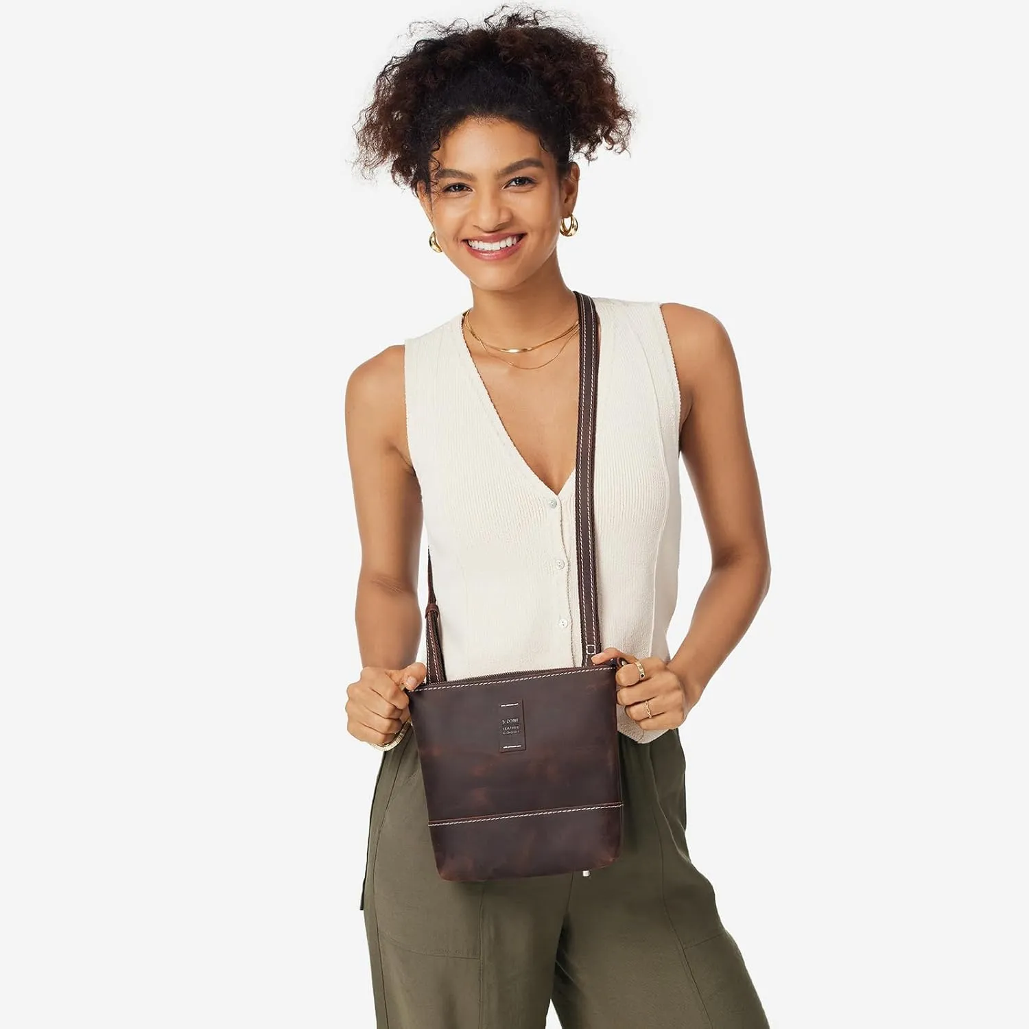 S-ZONE Leather Crossbody Bags for Women Small Over the Shoulder Purses and Handbags Trendy