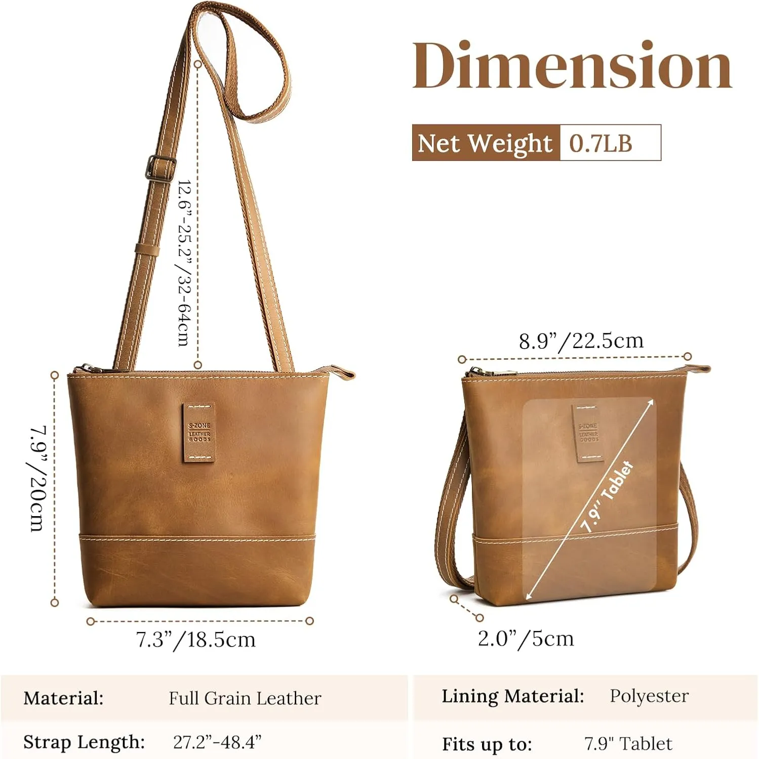 S-ZONE Leather Crossbody Bags for Women Small Over the Shoulder Purses and Handbags Trendy