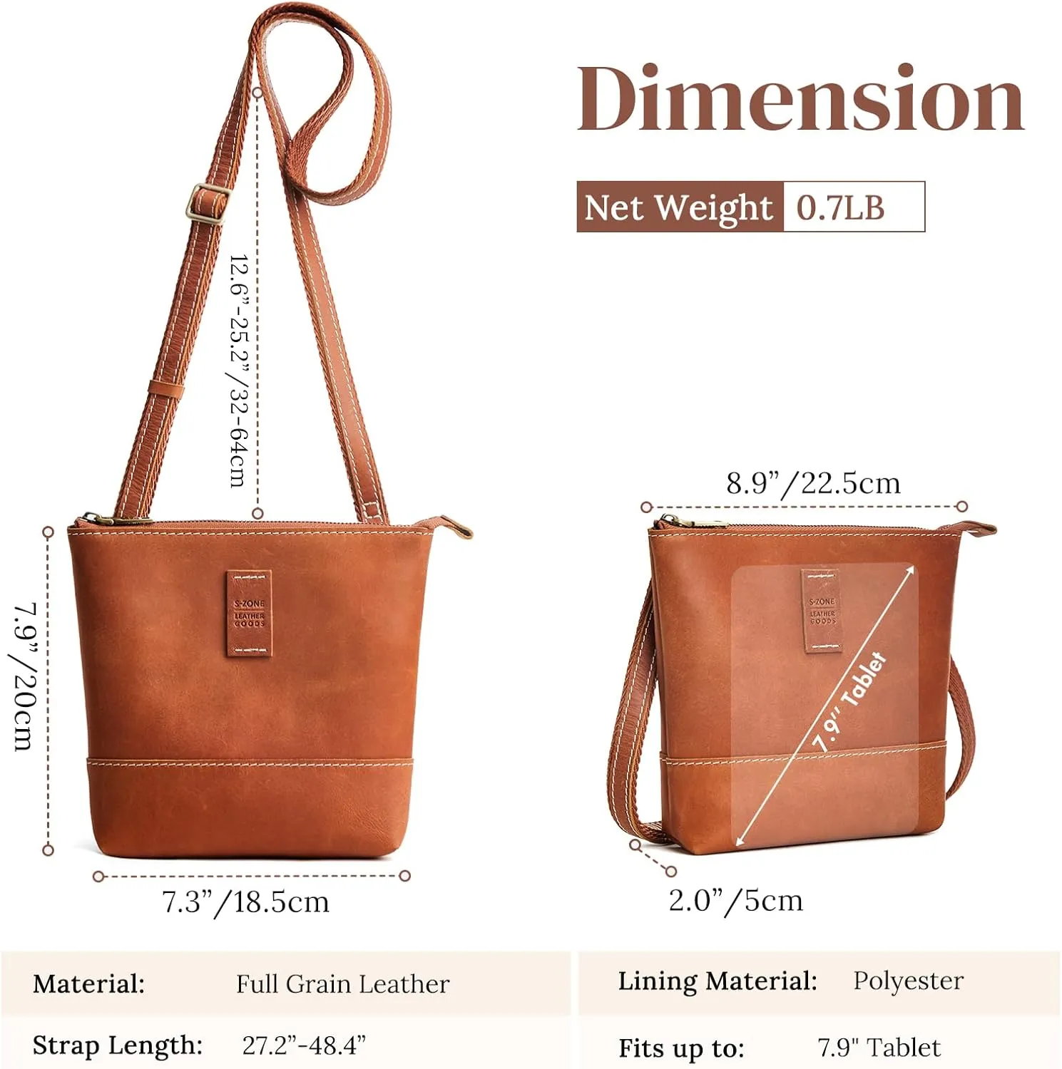 S-ZONE Leather Crossbody Bags for Women Small Over the Shoulder Purses and Handbags Trendy