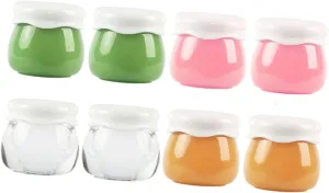 SAFIGLE 8pcs Small Travel Makeup Containers Sample Jars for Lotion Lip Scrub Transparent with Caps for Handbags Gym Bags