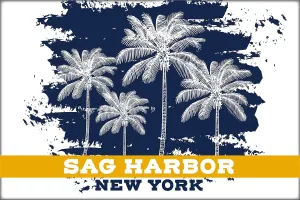 Sag Harbor New York Beach Souvenir Fridge Magnet Palm Design 4 Pack