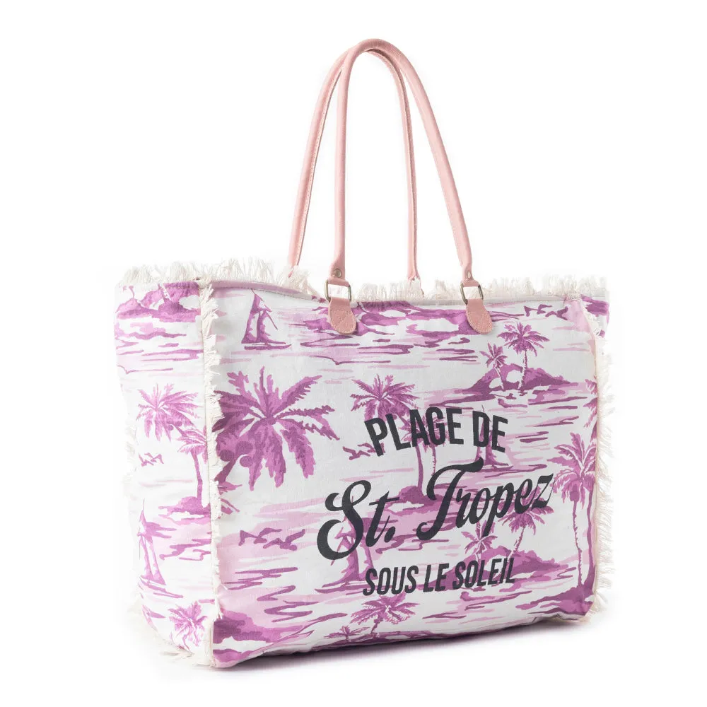Saint Tropez Weekender Bag In White & Purple