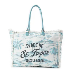 Saint Tropez Weekender Bag In White & Sky Blue