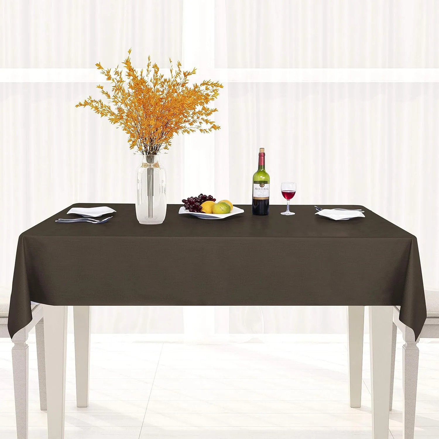 sancua 100% Waterproof Rectangle PVC Tablecloth - 52 x 70 Inch - Oil Proof Spill Proof Vinyl Table Cloth, Wipe Clean Table Cover for Dining Tables, Buffet Parties and Camping, Coffee