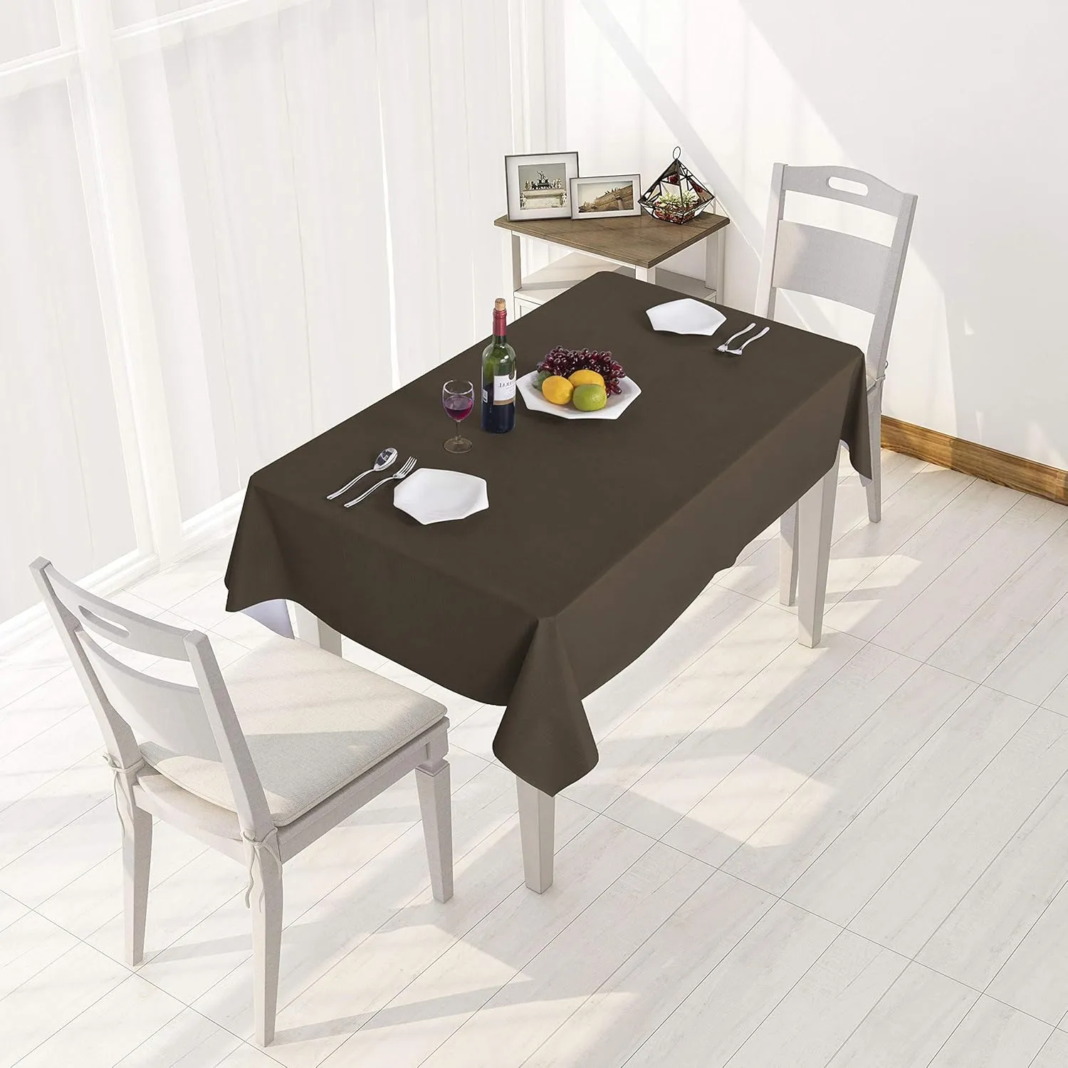 sancua 100% Waterproof Rectangle PVC Tablecloth - 52 x 70 Inch - Oil Proof Spill Proof Vinyl Table Cloth, Wipe Clean Table Cover for Dining Tables, Buffet Parties and Camping, Coffee