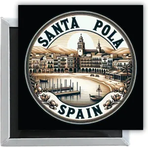 Santa Pola Spain Mementos Souvenir 2.5 x 2.5-Inch Fridge Magnet 4-Pack