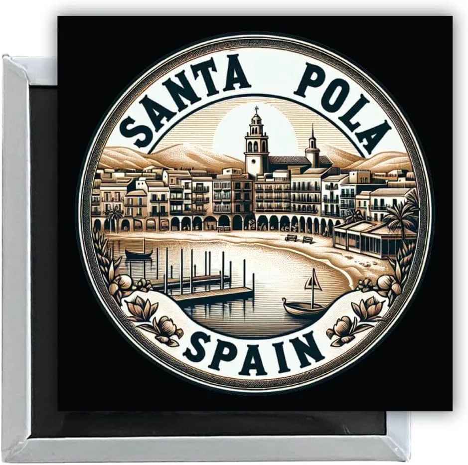 Santa Pola Spain Mementos Souvenir 2.5 x 2.5-Inch Fridge Magnet 4-Pack
