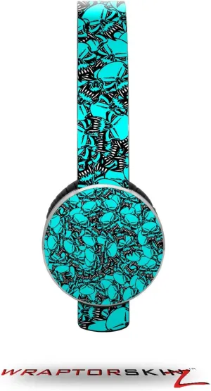 Scattered Skulls Neon Teal Decal Style Skin (fits Sol Republic Tracks Headphones - Headphones NOT Included)