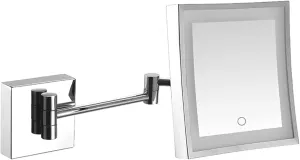 Screen Touch Dimming Makeup Mirror with Lights And 3X Magnification, Square LED Wall Mounted Bathroom Vanity Mirror, Rotable Extendable Shaving Mirror,Gold,Hardwired ( Color : Silver , Size : Plug In