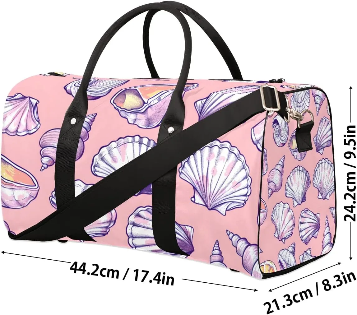 Seashell Conch Foldable Lightweight Duffle Bag for Travel - Waterproof Carry On Bags for Airplanes, Travel Duffel Bags for Gym, Weekend