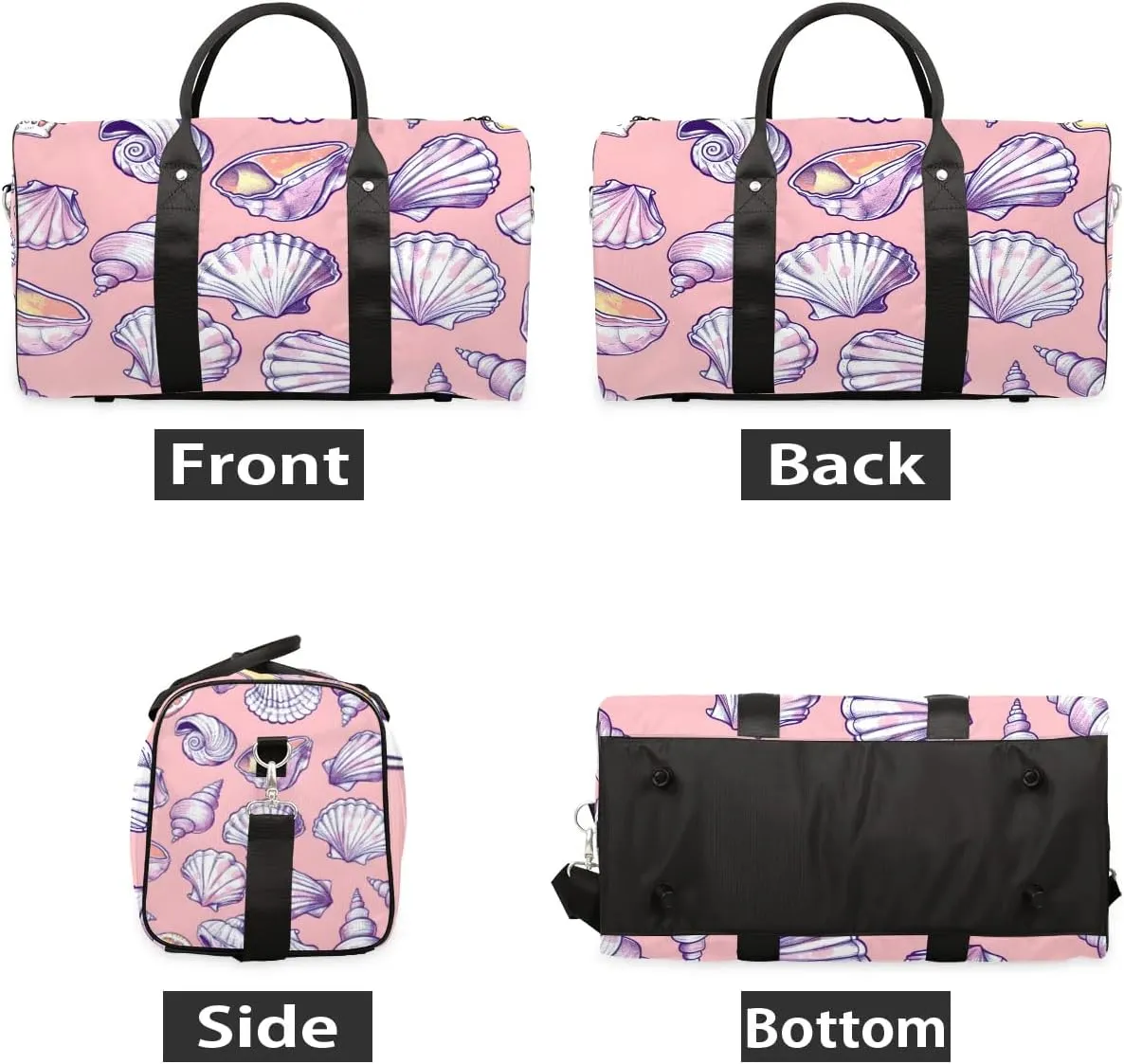 Seashell Conch Foldable Lightweight Duffle Bag for Travel - Waterproof Carry On Bags for Airplanes, Travel Duffel Bags for Gym, Weekend