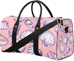 Seashell Conch Foldable Lightweight Duffle Bag for Travel - Waterproof Carry On Bags for Airplanes, Travel Duffel Bags for Gym, Weekend