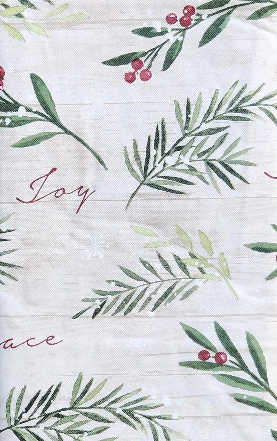 Seasons Greetings Christmas Holiday Tree Trimmings with Holiday Sayings Flannel Back Vinyl Tablecloth (52" x 90" Oblong)
