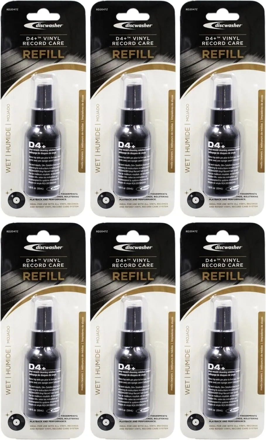 (Set of 3) Discwasher RD2047Z D4  Vinyl Record Care Refill for use with RD1007Z Vinyl Record Care System; 1.69 fl. oz (50mL) Capacity; Remove Dust, Dirt and Fingerprints from Vinyl Records