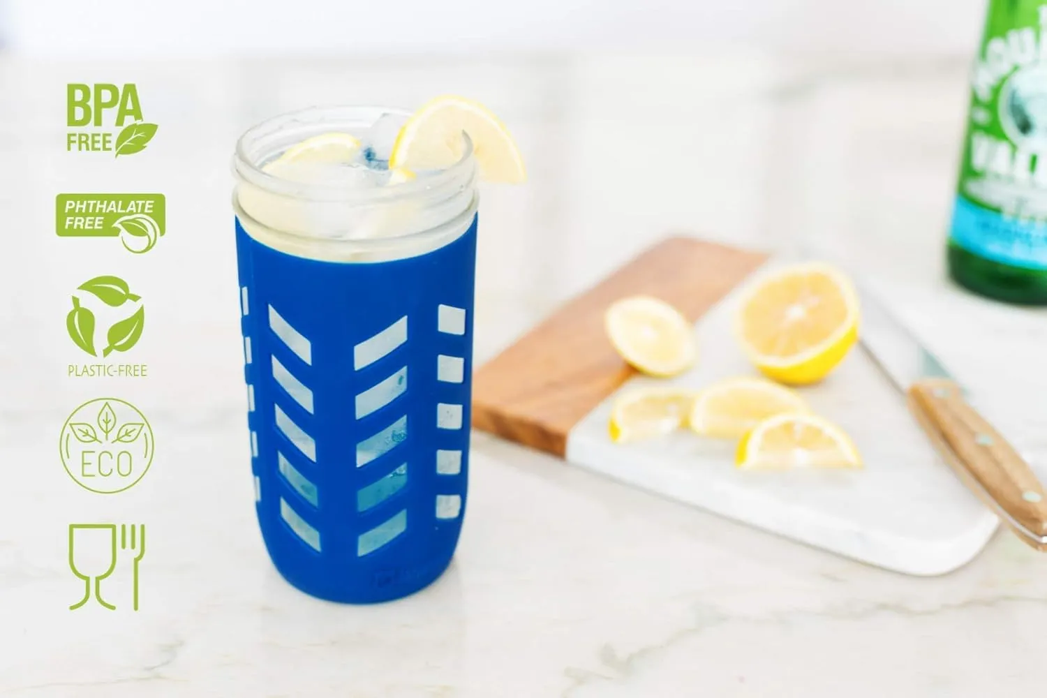 Silicone Mason Jar Protector Sleeve - Fits 24oz (1.5 pint) Wide-Mouth Jars | Package of 4 (Multicolor)