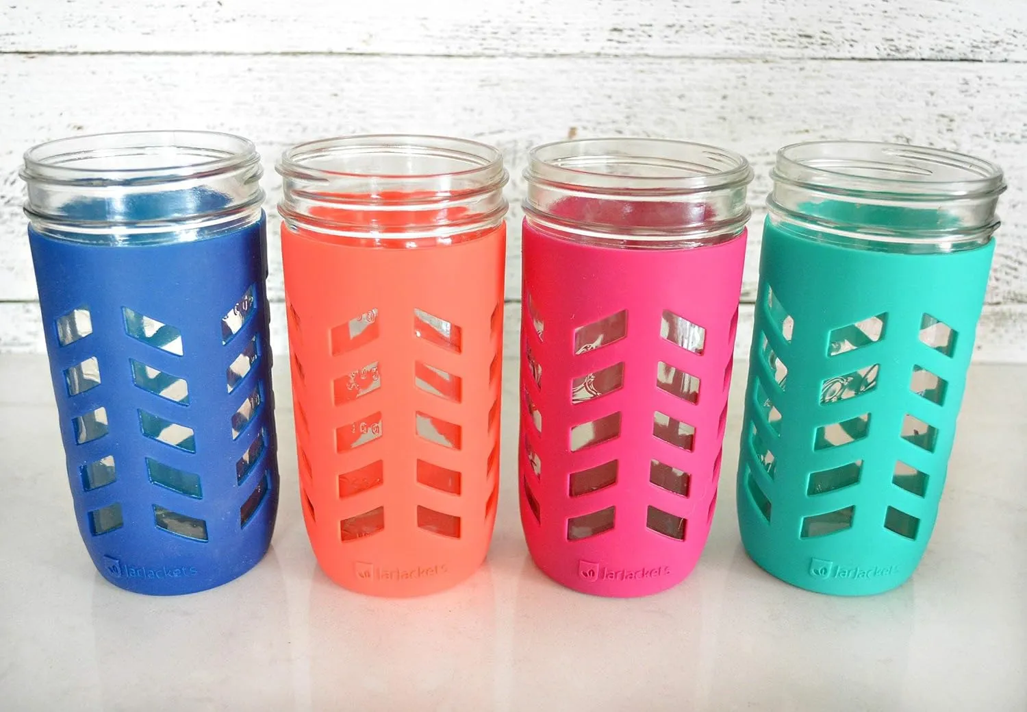 Silicone Mason Jar Protector Sleeve - Fits 24oz (1.5 pint) Wide-Mouth Jars | Package of 4 (Multicolor)