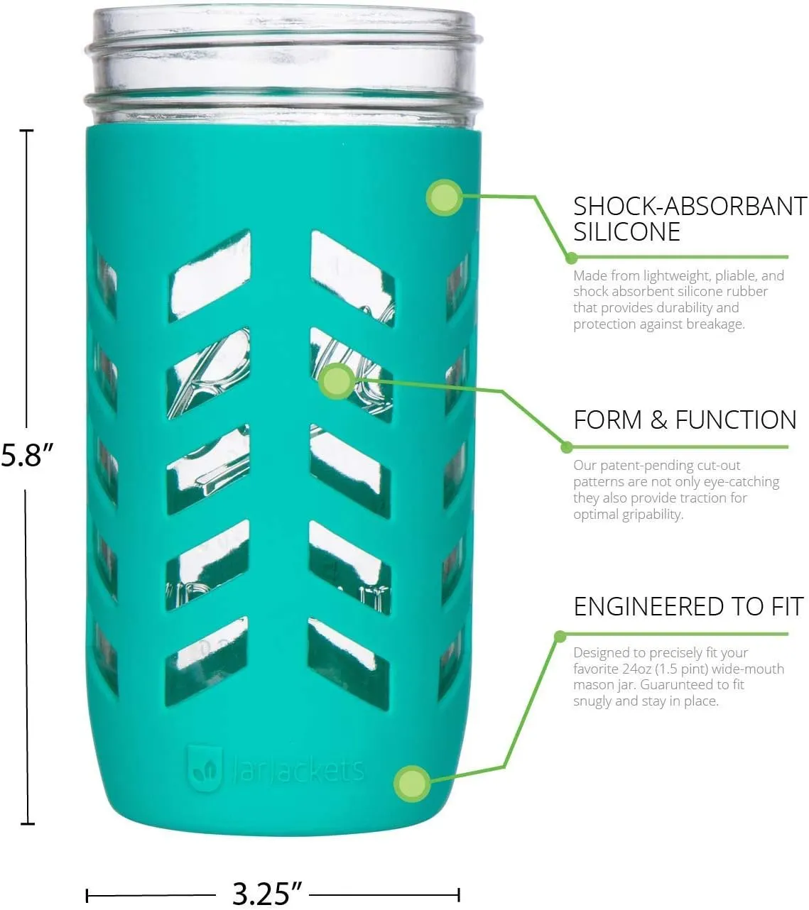Silicone Mason Jar Protector Sleeve - Fits 24oz (1.5 pint) Wide-Mouth Jars | Package of 4 (Multicolor)