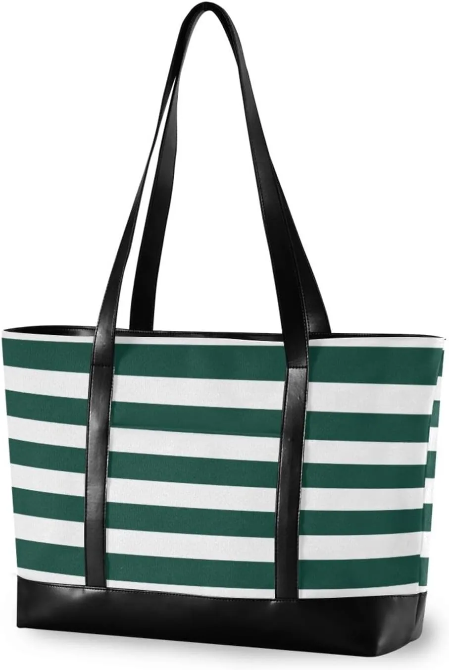 Sinestour Hunter Green Tote Bag with Zipper Work Shoulder Handbag with Compartments Canvas Tote Purse for Women Ladies Travel