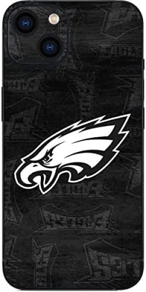 Skinit Decal Phone Skin Compatible with iPhone 13 - Officially Licensed NFL Philadelphia Eagles Black & White Design